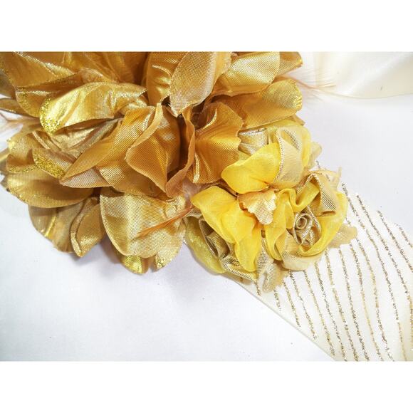 Gold floral evening wear belt sash,wedding belt sash, party evening gown belt - Picture 4 of 7